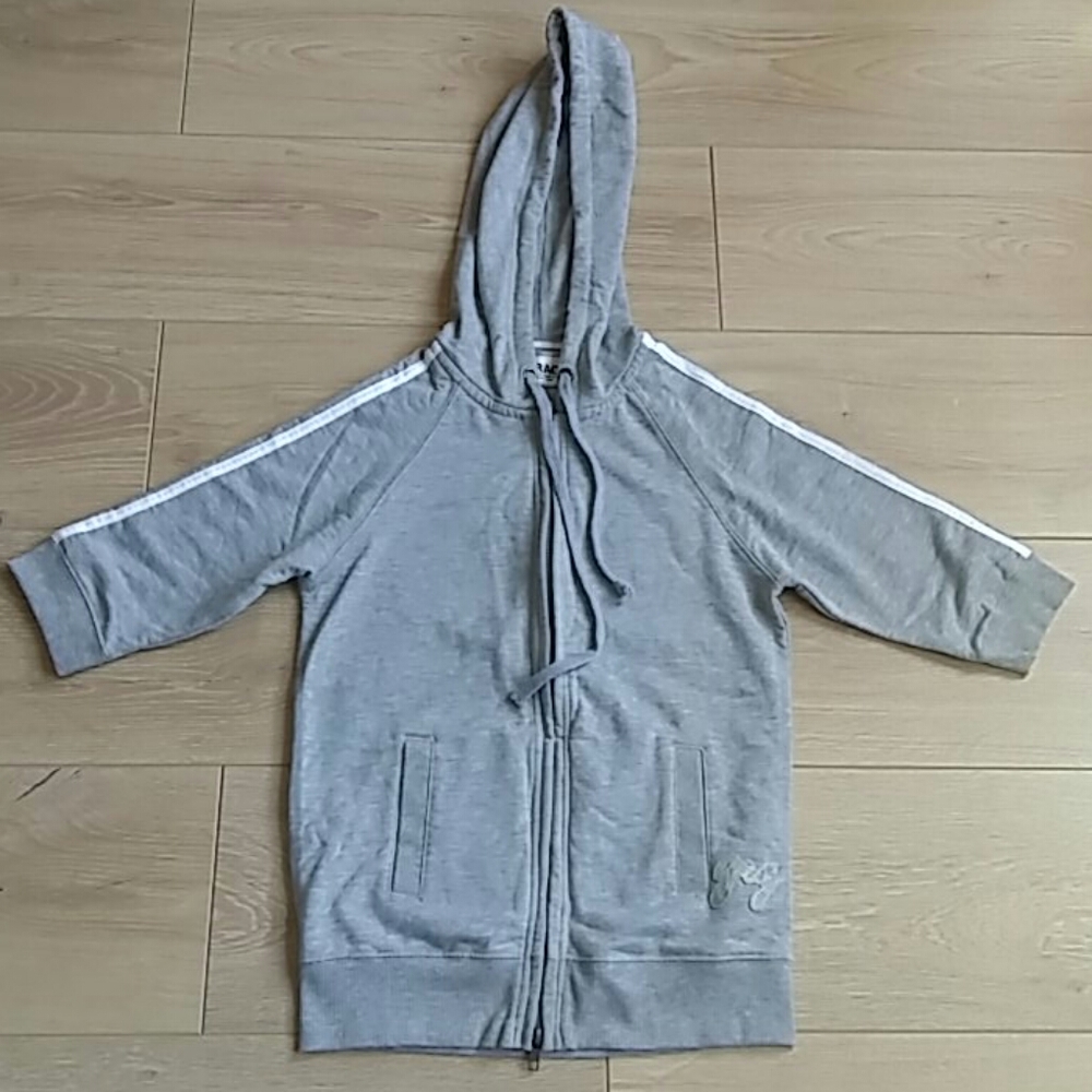 garage fleece short sleeve zip hoodie